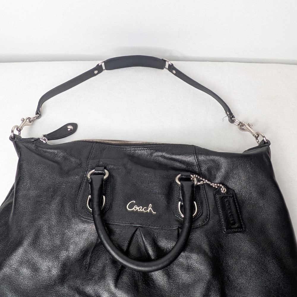 Coach Ashley Convertible Leather Satchel Hand Shoulder Bag Purse Black - Picture 15 of 15